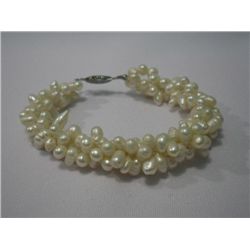 170CTW WHITE 3-STRANDS PEARL BRACELET