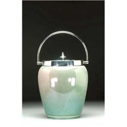 Green Lustre Biscuit Barrel, c.1914-16 with s...