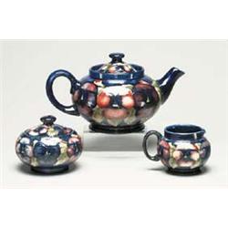 Pansy Three-Piece Tea Set, c.1925 tiny chip t...