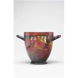 FlambT Blackberry and Leaf Two-Handled Vase,...