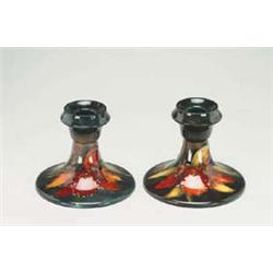 Pair of FlambT Orchids Candlesticks, c.1955 h...