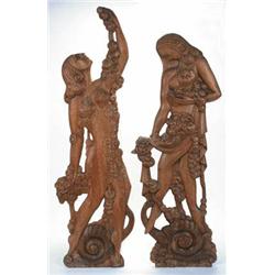 Pair of French Carved Wood Figures, c.1925 ht...