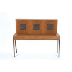Italian Maple and Walnut Bar Cabinet with Ins...