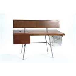 Leather Lined Walnut and Aluminium Desk, c.19...