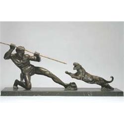 20th Century School THE HUNTER, bronze group...