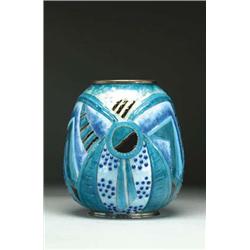 Gamet Limoges Enamel Vase, 1920's decorated i...
