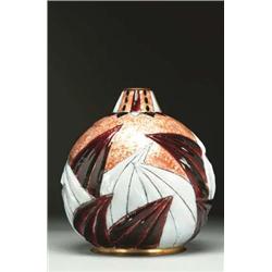 Gamet Limoges Enamel Vase, 1920's decorated i...