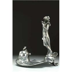 WMF Silvered Metal Inkstand, c.1900 with fema...
