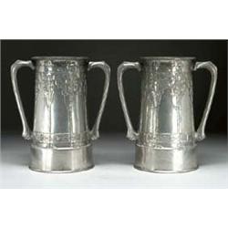 Pair of Tudric Pewter Two-Handled Vases, Libe...