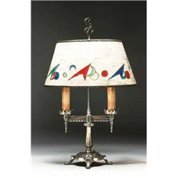Silvered Metal Two-Light Table Lamp, c.1930 w...