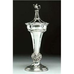 English Silver Vase and Cover, Omar Ramsden,...