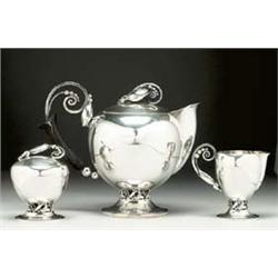 American Silver Three-Piece Tea Set, F.X. Alp...