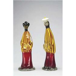 Pair of Murano Oriental Figures, 1950's ht. 1...