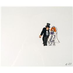 Animation Cel Original Bride and Groom Art Biting Lip