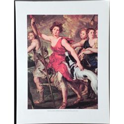 Huntress Diana Lithograph Print Peter Paul Rubens Art