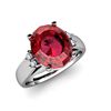 Image 1 : Garnet 5.00 ctw & Diamond Ring 14kt White Gold