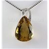 25.57CTW Big Stone Yellow Topaz Silver Pendant