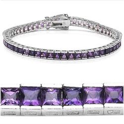 8.70 Carat Genuine Amethyst .925 Sterling Silver Bracelet