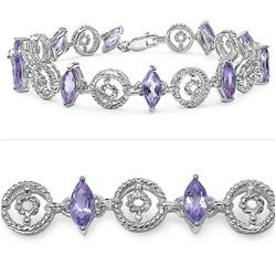 6.00 Carat Geunie Amethyst .925 Sterling Silver Bracelet