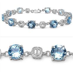 16.00 Carat Genuine Blue Topaz .925 Sterling Silver Bracelet