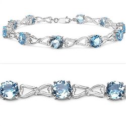 13.00 Carat Genuine Blue Topaz .925 Sterling Silver Bracelet