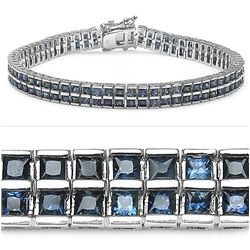 12.24 Carat Genuine Blue Sapphire .925 Sterling Silver Bracelet