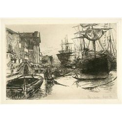 1880 Bacher Original Etching "View In Venice"