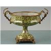 Image 1 : GREEN PORCELAIN BOWL W/ BRASS ACCENTS
