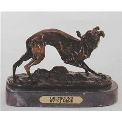 "Wippet With Staff" Bronze Sculpture - Mene