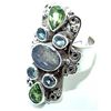 Image 1 : Silver and Blue Topaz & Peridot Ring