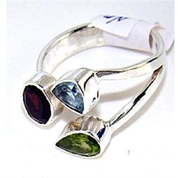 Silver and Mixed Stones Ring