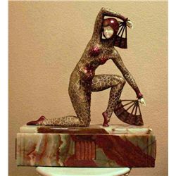 Chiparus - "Fan Dancer" -Bronze And Ivory Sculpture