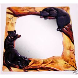 "Bear" -  Hand Carved Wood Mirror