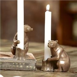 Pair Bear Taper Candle Holders