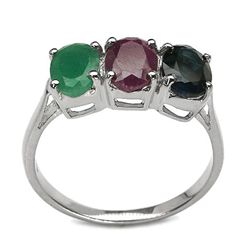 2.85 Carat Genuine Multistone .925 Sterling Silver Ring