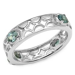 1.00 Carat Genuine Green Sapphire .925 Sterling Silver Ring