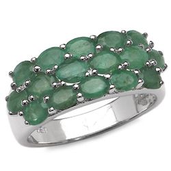 2.88 Carat Genuine Emerald .925 Sterling Silver Ring