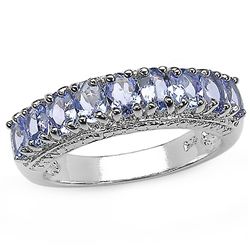 1.53 Carat Genuine Tanzanite .925 Sterling Silver Rings