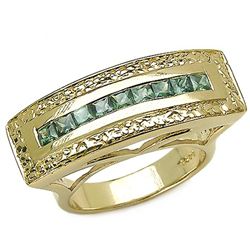 1.08 Carat Genuine Green Sapphire 18K Yellow Gold Plating .925 Sterling Silver Ring