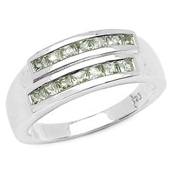 0.70 Carat Genuine Green Sapphire .925 Sterling Silver Ring