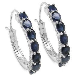 3.50 Carat Blue Sapphire .925 Sterling Silver Earrings