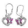 0.70 Carat Genuine Ruby & White Diamond .925 Sterling Silver Earrings
