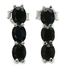 3.00 Carat Genuine Sapphire .925 Sterling Silver Earrings