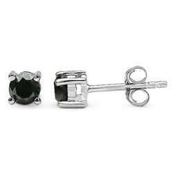 0.18 Carat Genuine Black Diamond .925 Sterling Silver Earrings