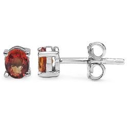 1.00 Carat Genuine Orange Sapphire .925 Sterling Silver Earrings