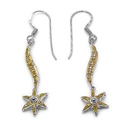 0.27 Carat Yellow Diamond .925 Sterling Silver Earrings