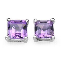 1.20 Carat Genuine Amethyst .925 Sterling Silver Earrings