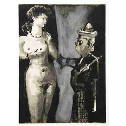 Picasso Lithograph (Woman And Clown)