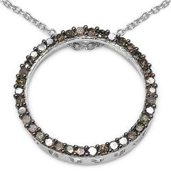 0.34 Carat Genuine Champagne Diamond .925 Sterling Silver Pendant