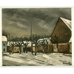 Vlaminck Lithograph "Lime Trees Under Snow"